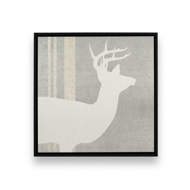 Antlered Silhouette I, reproduction sur toile dans un cadre, H 32,75 po x l 32,75 po, Noir satiné
