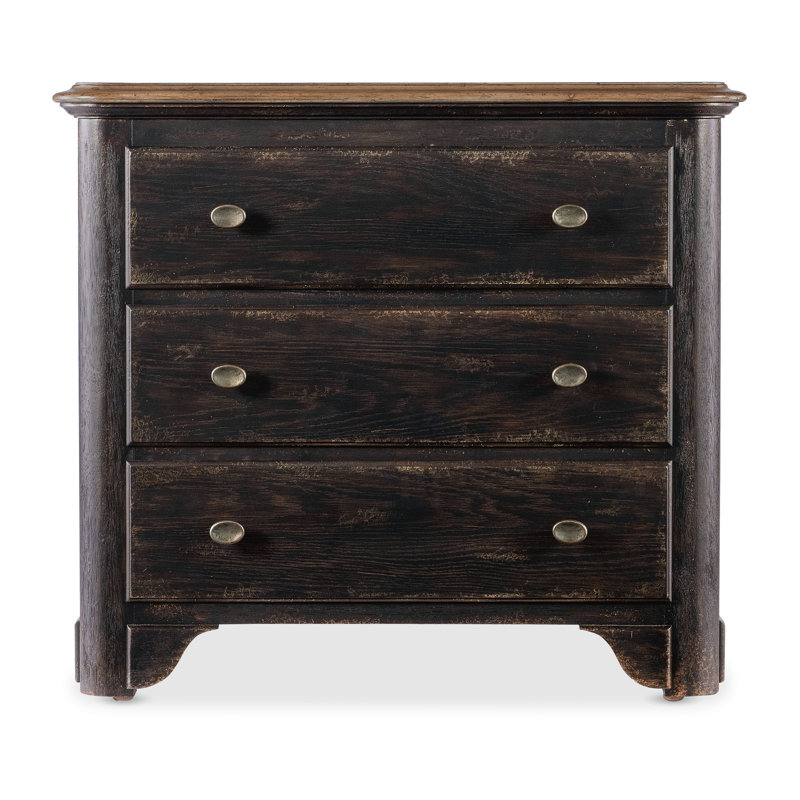 Americana 34" W Three-Drawer Nightstand, Noir