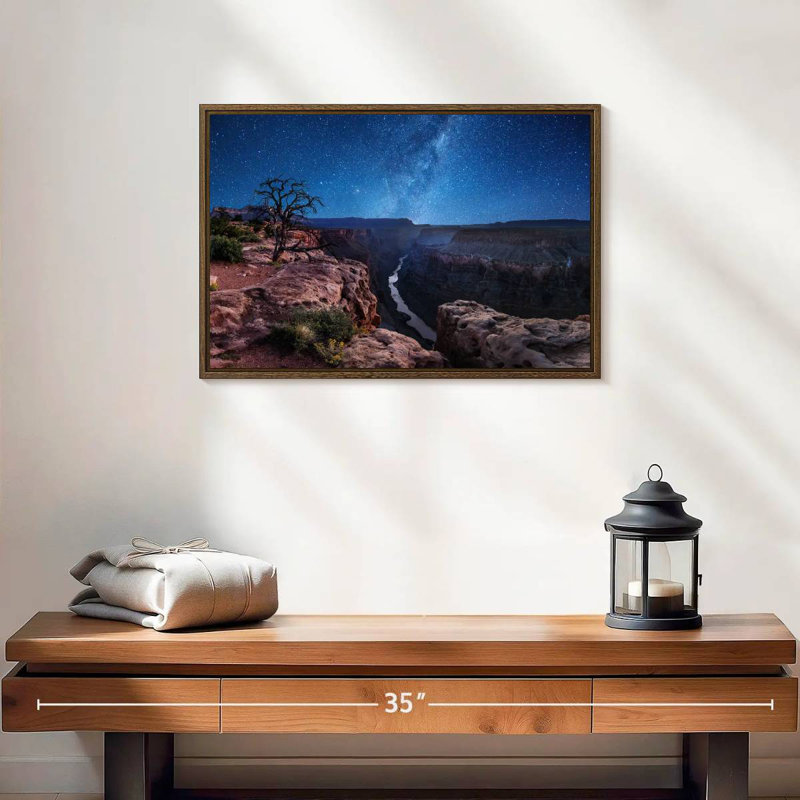 Nuit étoilée du Grand Canyon, 19 po x 13 po, Cadre flottant noyer