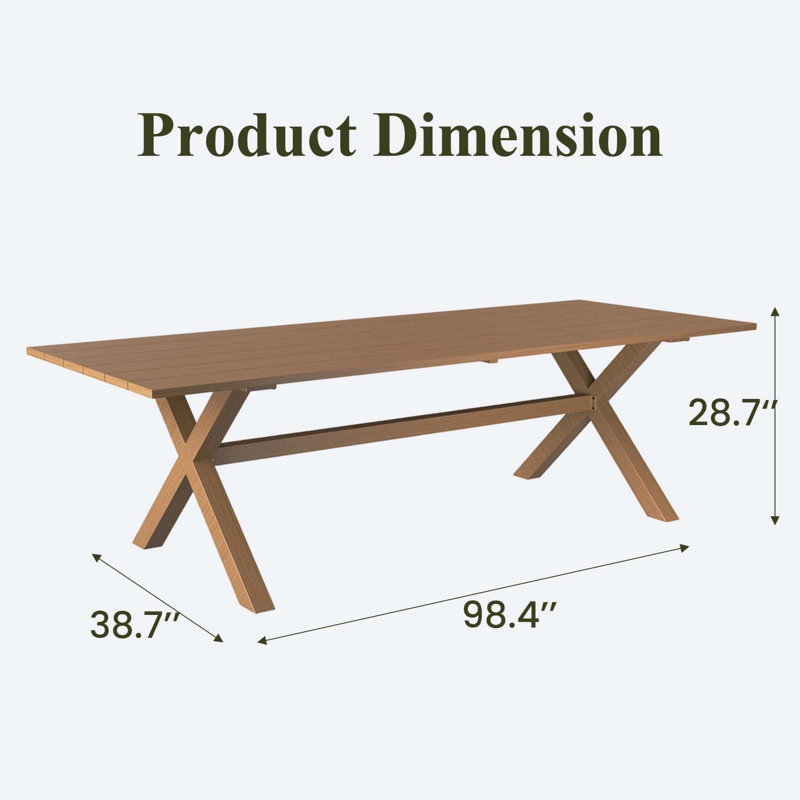 Rectangular Outdoor Dining Table , 249.9cm cm W 98.3cm cm D, Yellow