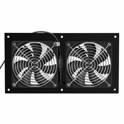 Solar Powered Fan, 15W Solar Panel with 2 Fans, Adjustable Solar Panel Angle, 2668 RPM High-Speed, Flexible Installation, Fast Air Exchange for Greenhouse, Grow Tents, Chicken Coops, Shelters