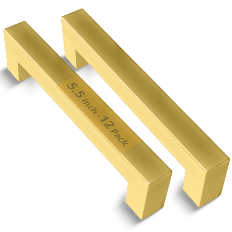 Ensemble de 12 poignées en acier inoxydable Mega Handles | Poignées de tiroir de cuisine 5,5 pouces | Distance de trou de 5 pouces - Nickel satiné