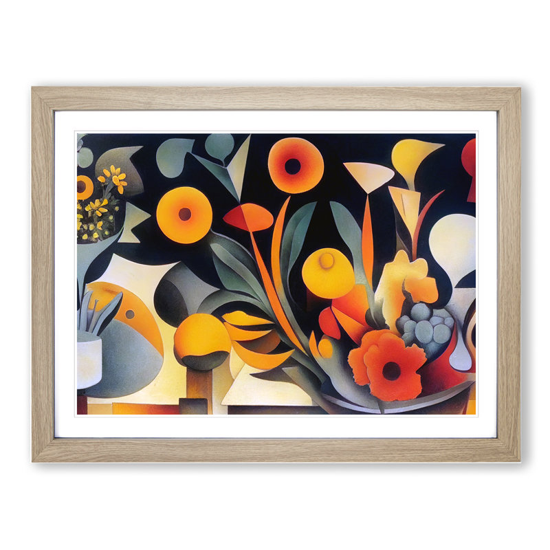 Appealing Flower Market 1 Piece Single Picture Frame Wall Art, 25cm H x 34cm W, Oak