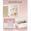 Dressing Table with Mirror, Vanity Desk with LED Lighting, Adjustable Brightness, 2 Drawers, 4 Open Shelves and 2 Compartments, Bedroom Makeup Desk, White 