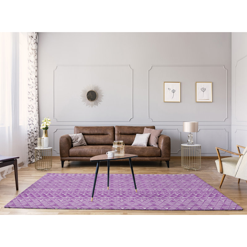 Tapis de zone rose pâle triangles à la main, Rectangle 8 pi x 10 pi