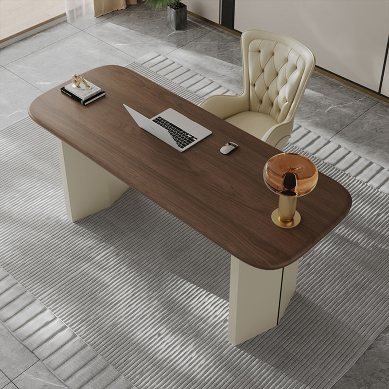 Bureau rectangulaire en bois manufacturé brun noisette + kaki, H 29,53 po x l 70,87 po x P 27,56 po