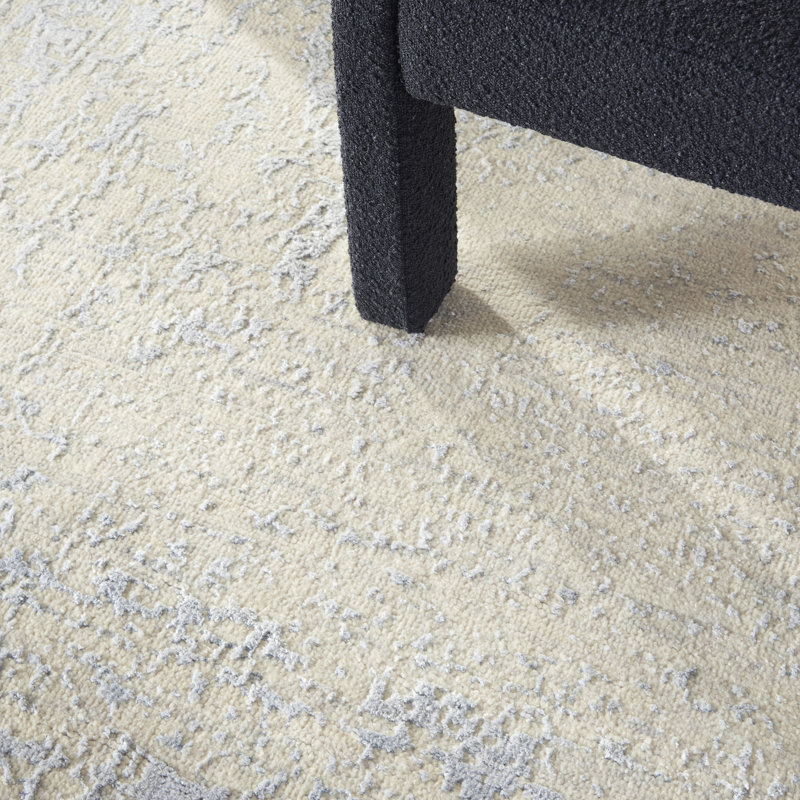 Nourison Luna 7'9" x 9'9" Ivory Silver Blue Modern Indoor Rug, Blue, Rectangle 7'9" x 9'9"