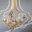 Lustre 4 lumières à structure ouverte dorée avec abat-jour en verre, chaîne réglable pour la salle à manger et le vestibule