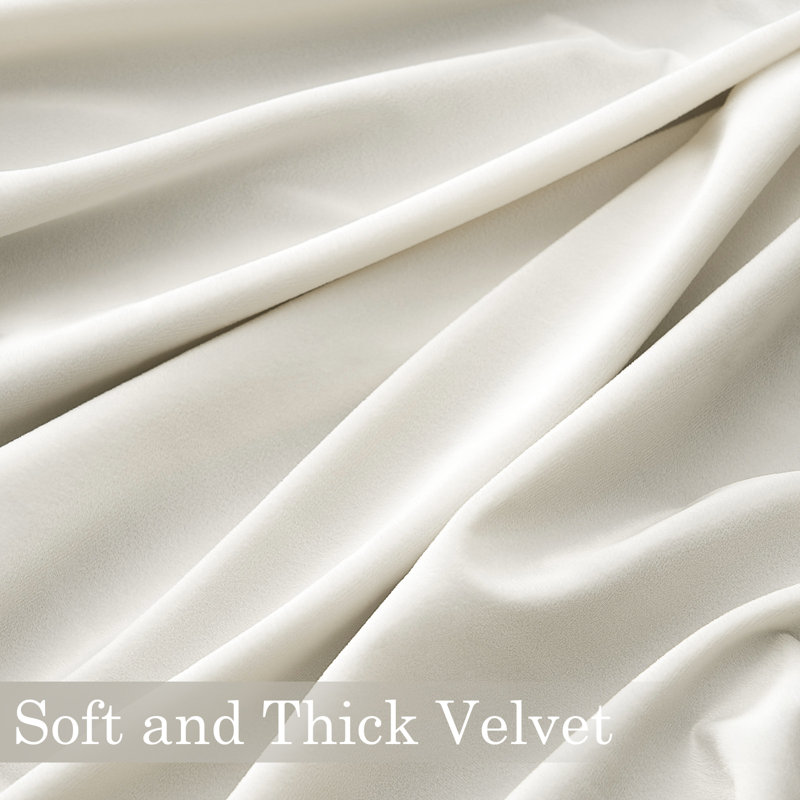 Alicea Velvet 100% Blackout Thermal Curtain Panel, 52" W x 96" L, Cream