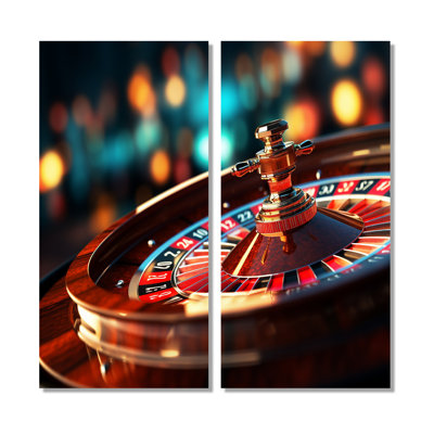 «Casino Royale Roulette III», reproduction d'art rouge sur toile à 2 panneaux