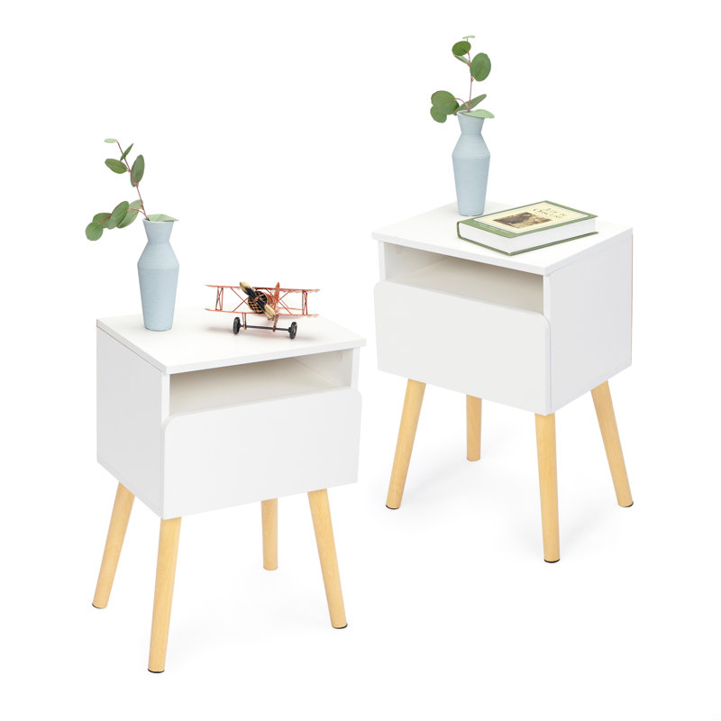 Table de chevet moderne 2 pièces, table basse de chambre à coucher avec tiroirs, tablettes