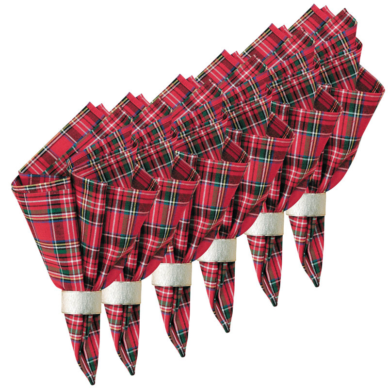 Ensemble de 6 serviettes de table écossaises rouges