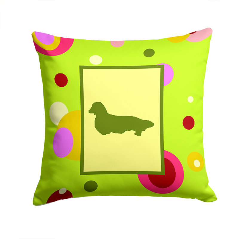 Coussin décoratif intérieur/extérieur vert teckel pois