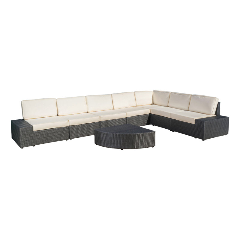 6 - Person Modular Patio Conversation Set with Cushions, Gray
