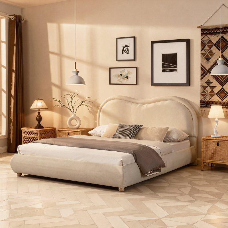 Grand lit plateforme tapissier, Grand lit