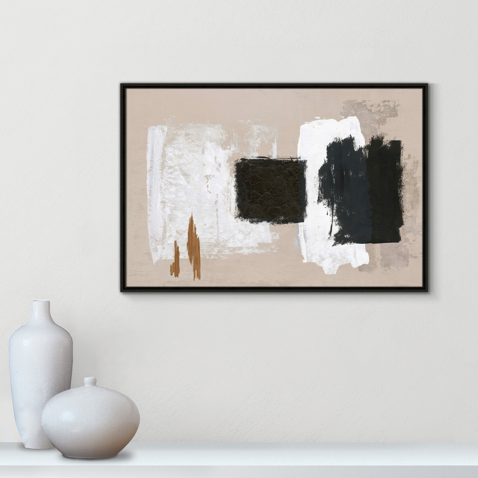 Imone "Golden Slate" Painting, 25.5" H x 37.5" W, Espresso
