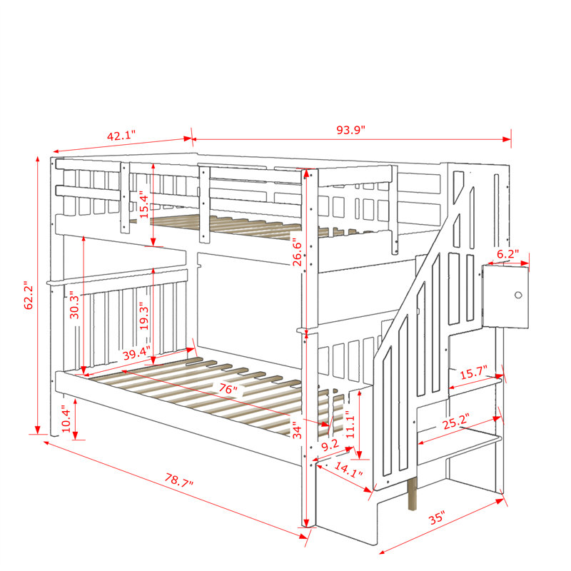 Fadıl Twin Over Twin Standard Bunk Bed by Harriet Bee, White
