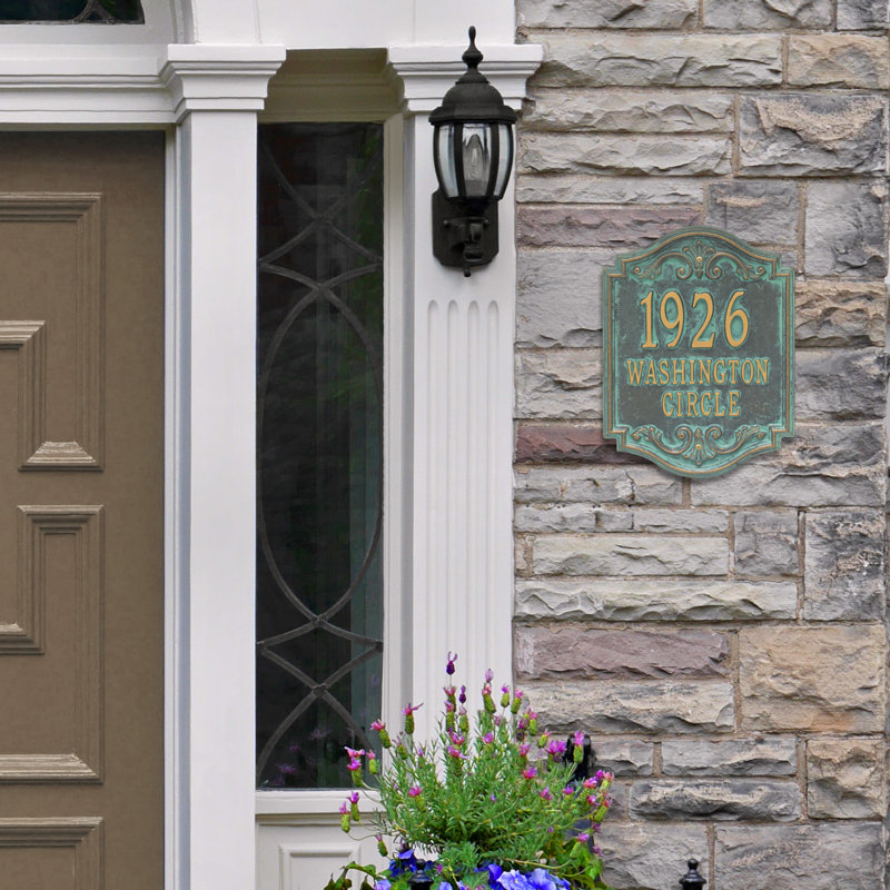 Signature Series 3-Line Wall Address Plaque, Verdigris, Bronze, Yes