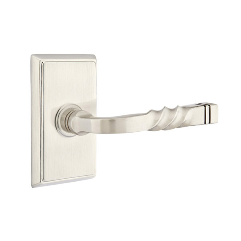 Poignée de porte avec rosette Santa Fe, Gauche, Nickel satiné