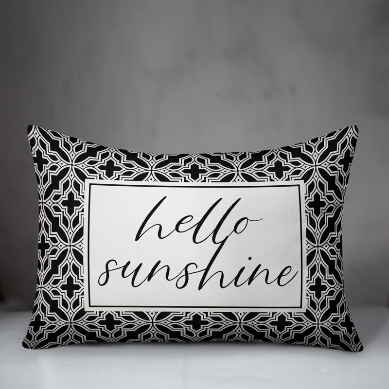 Housse de coussin rectangulaire d'extérieur Hello Sunshine Quatrefoils, Noir