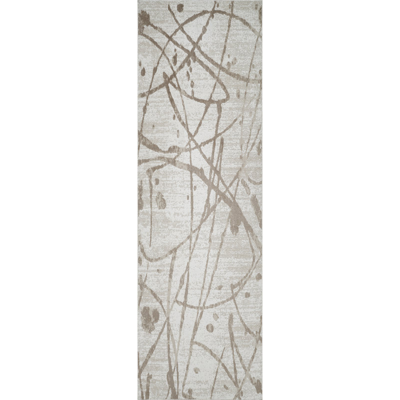 Machine Washable Archie Beige/Brown Rug, Runner 2'6" x 8'