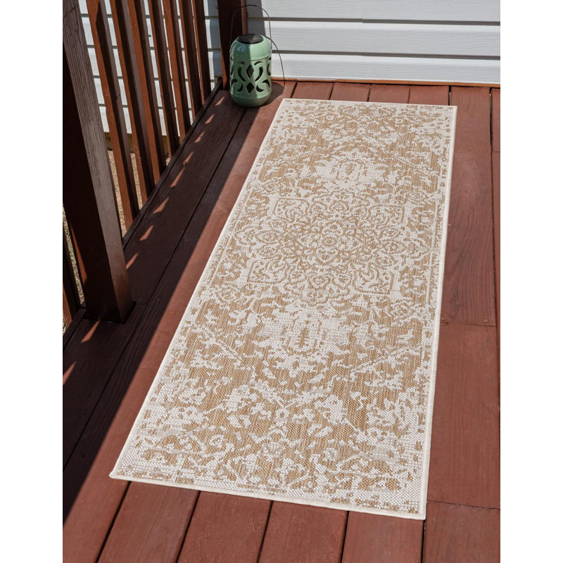 Outdoor Destiny Area Rug Brown Color, Runner 2' x 6'