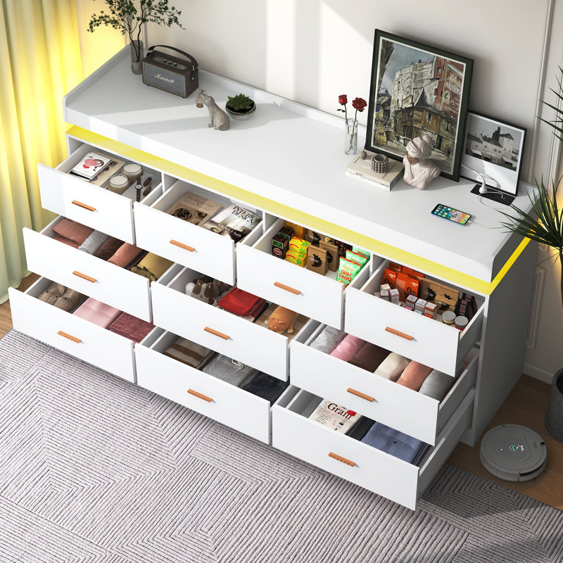 Commode 10 tiroirs Karigan, Blanc