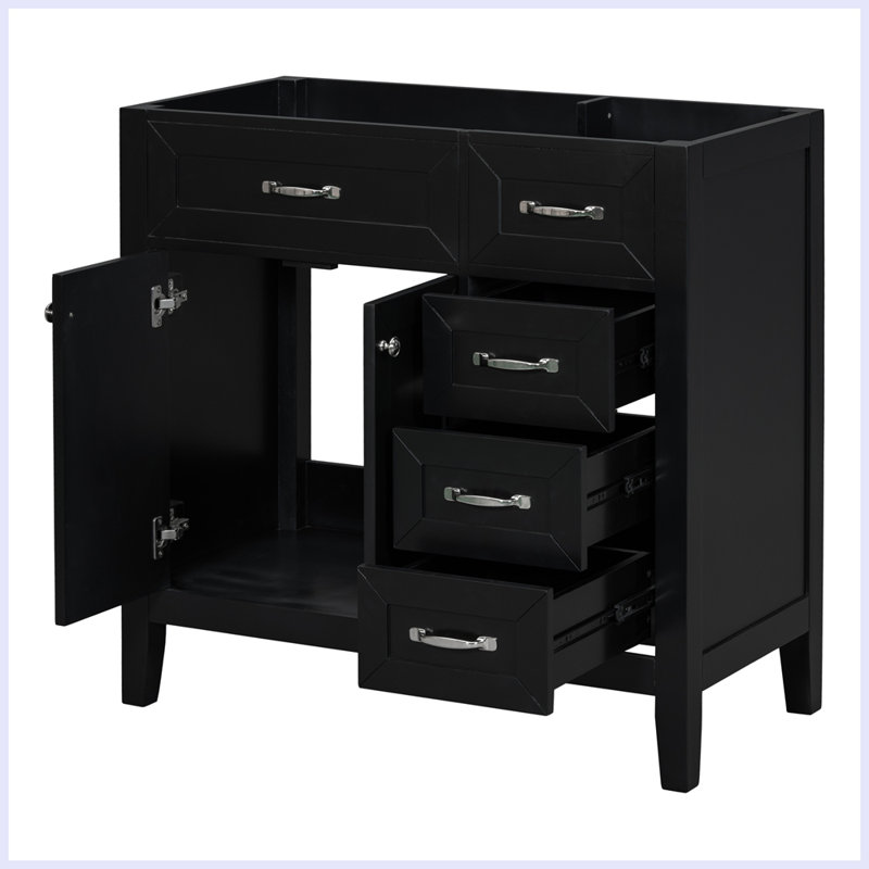 Meuble-lavabo moderne avec armoire et tiroirs, Noir