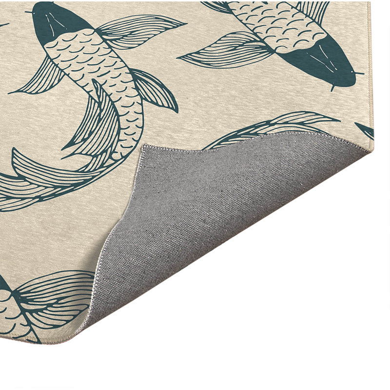 Tapis de cuisine Koi, Rectangle 5 pi x 7 pi, Turquoise poudreux