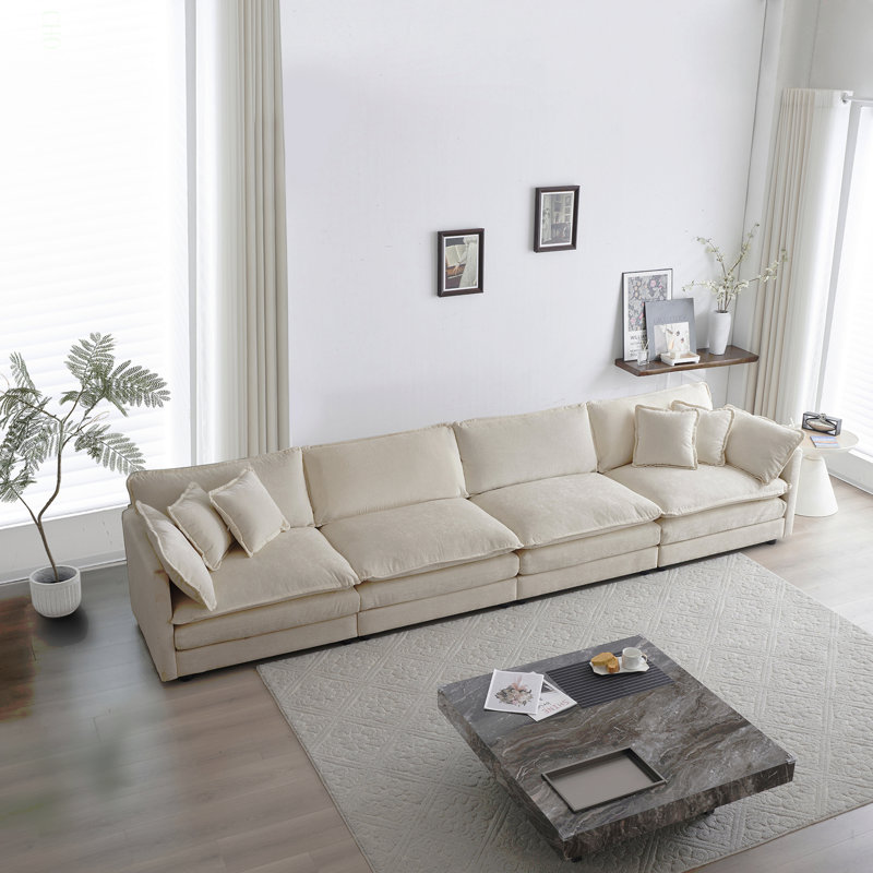 Canapé modulaire Free Free, canapé modulaire 4 places en tissu chenille confortable, canapé modulaire, chenille beige