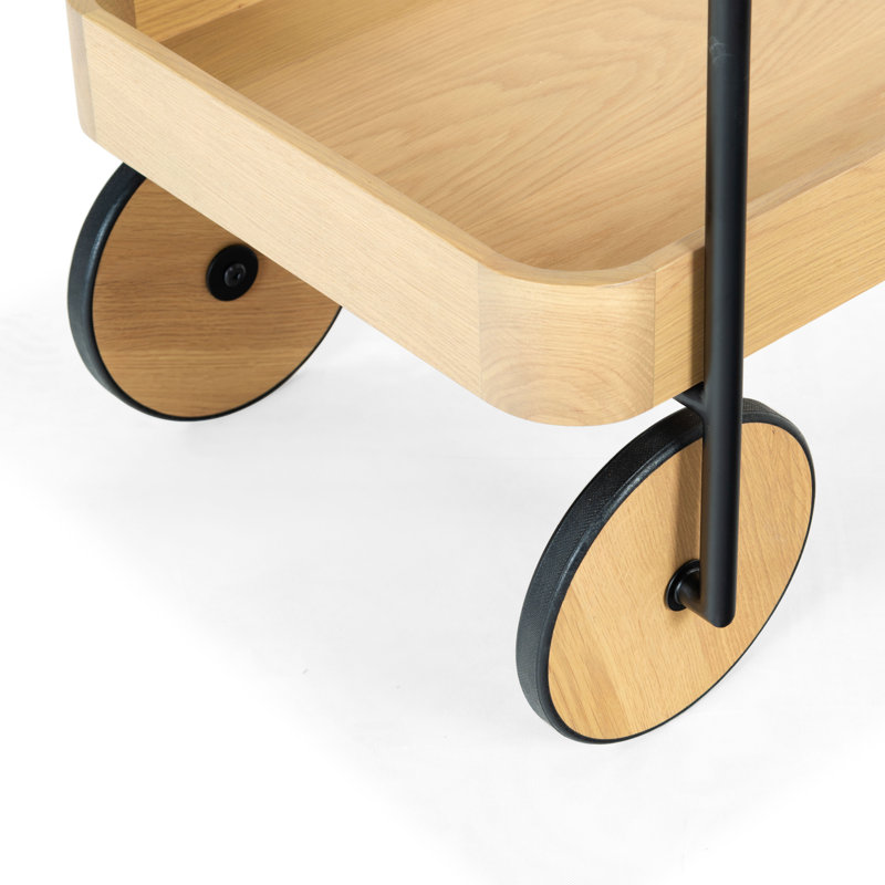 Malek Wood 2 Shelf Bar Cart, White