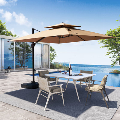 9 X 12 Ft Patio Cantilever Umbrella With Weighted Base