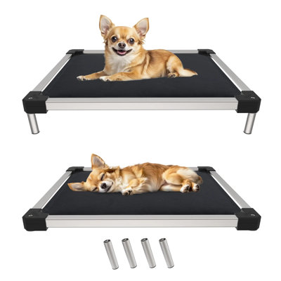  Titannest Chew-Proof Elevated Dog Bed, Raised Cot For Indoor/Outdoor/Camping Use, Durable & Washable Padded Pet Bed For Toy Dogs, 23.0" L X 17.0" W X 4.5" H, Black