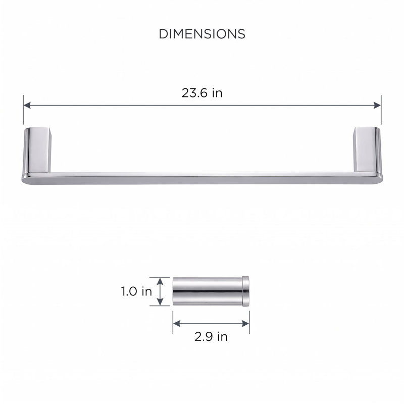 Linear 1 Towel Bar, Polished Chrome