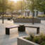 Banc arrondi Dune, banc de parc pour l'extérieur, jardin, cour, parc, entrée