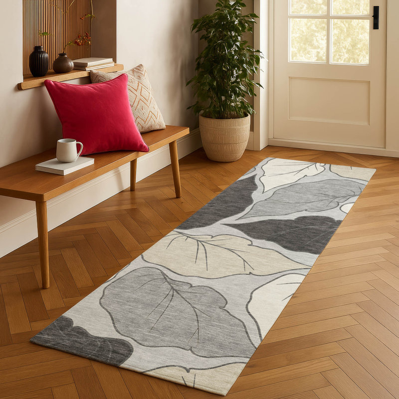 Machine Washable Indoor/Outdoor Bourkelands ACN2348 Botanical Rug, Runner 2'3" x 7'6"