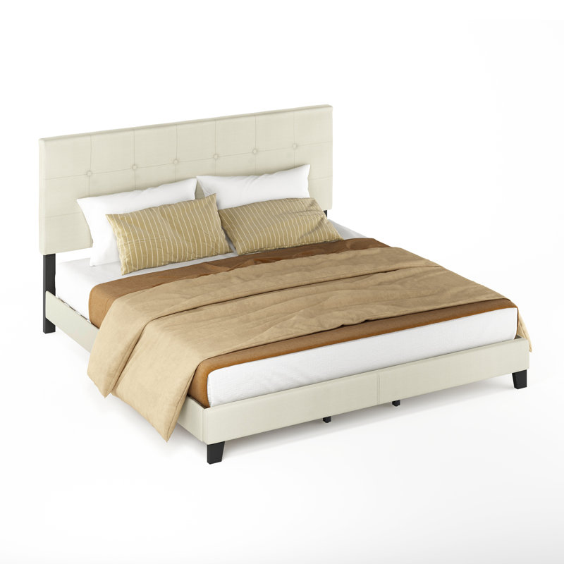 Anding Upholstered Slat Bed, Linen, King