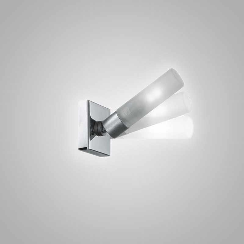 Chrome Metallic Gray Frosted Glass Wall Sconce