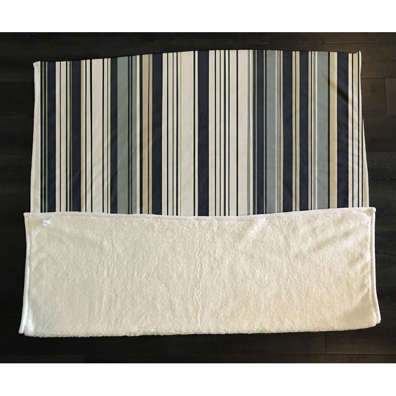 Throw Blanket, 68" W x 80" L, Striped, White/Blue