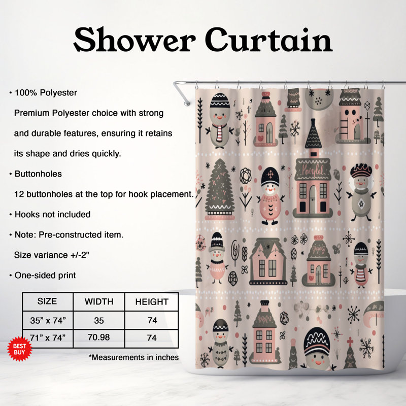 Glacial Snowman Design - Premium Shower Curtain, H 74 po x l 71 po