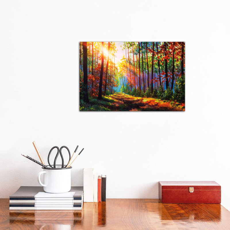 Amazing Autumn Forest In Morning Sunlight. by Valery Rybakow - Wrapped Canvas Painting, 30.48 cm H x 45.72 cm W