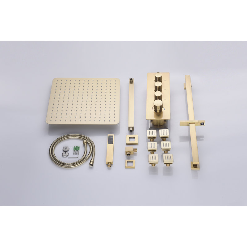 All-In-One Kit with Rough in-Valve, Brushed Gold