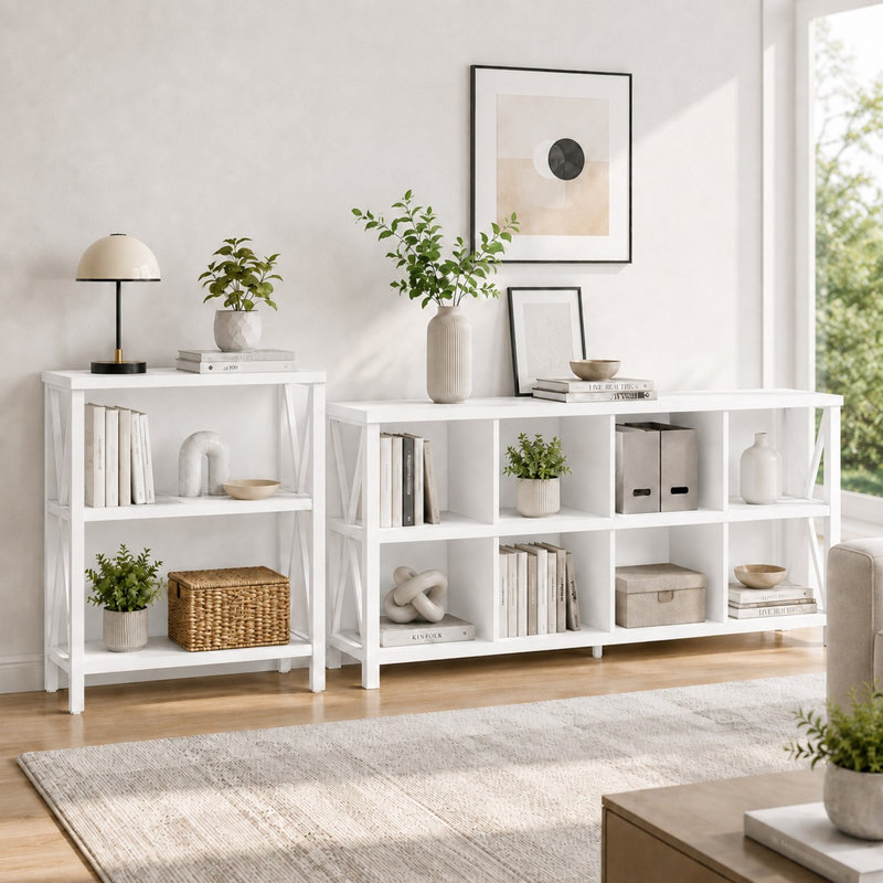 Industrial 8-Cube Bookcase and 3-Tier Bookcase Set