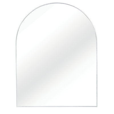 Arched Wall Mirror 30X36 Inch With Silver Metal Frame For Bathroom - Hd Glass, Rust Aluminum Alloy, Simple To Follow Installation Steps Framed 4Mm Aluminium, Reinforced Hooks And Screws