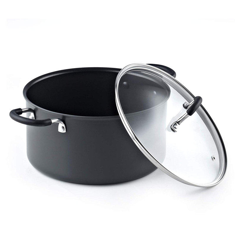 6-Quart Black Aluminum Nonstick Dutch Oven with Glass Lid