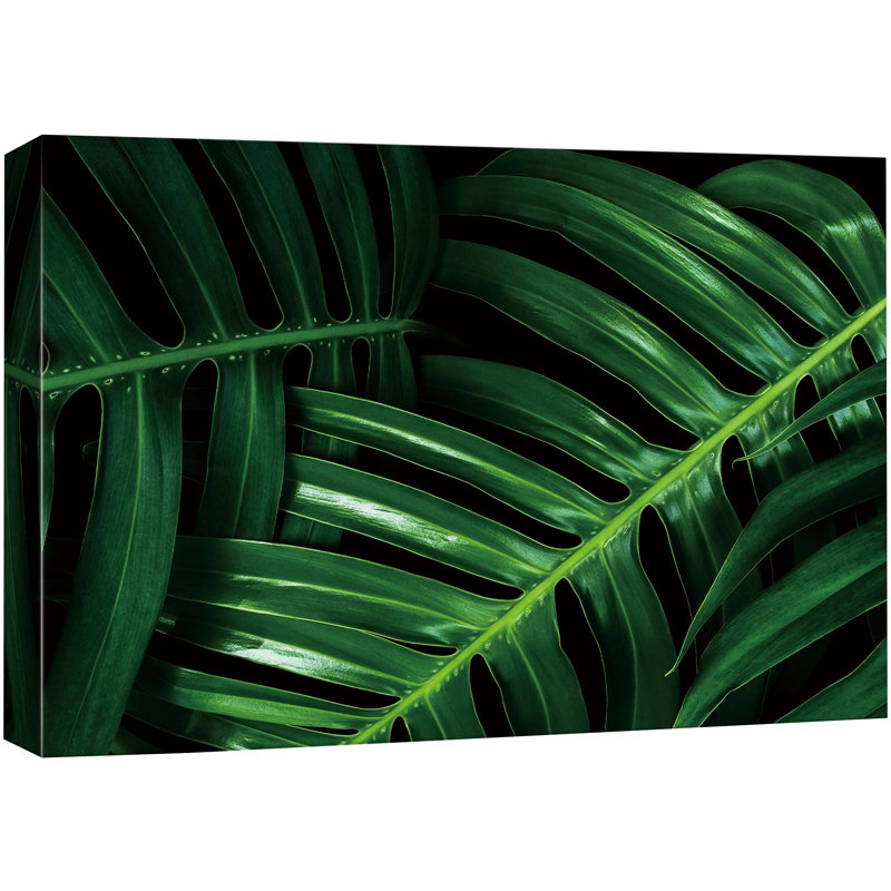 «Dark Green Jungle Leaf Closover Relax Calm» sur, H 16 po x l 24 po