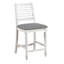 Antique White Grey Counter Height Dining Chairs, 2Pc, Solid Wood, Fabric Cushions, Turned Legs, Back, Rustic Chairs For Intrigue 2Pc And Grey, Back Home Use