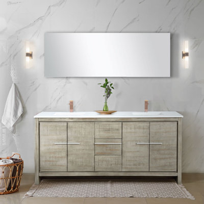 Lafarre 72"" Double Bathroom Vanity Set with Mirror -  Lexora, LVLF72DRA314