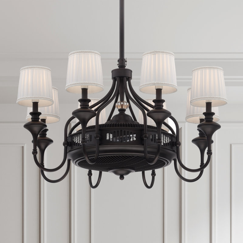 Losey 35" 8-Light Fandelier in English Bronze with Remote Control