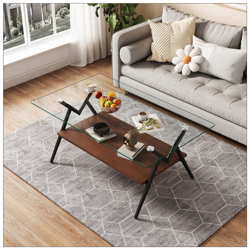Rectangle Coffee Table, Modern Table, Black, Gray
